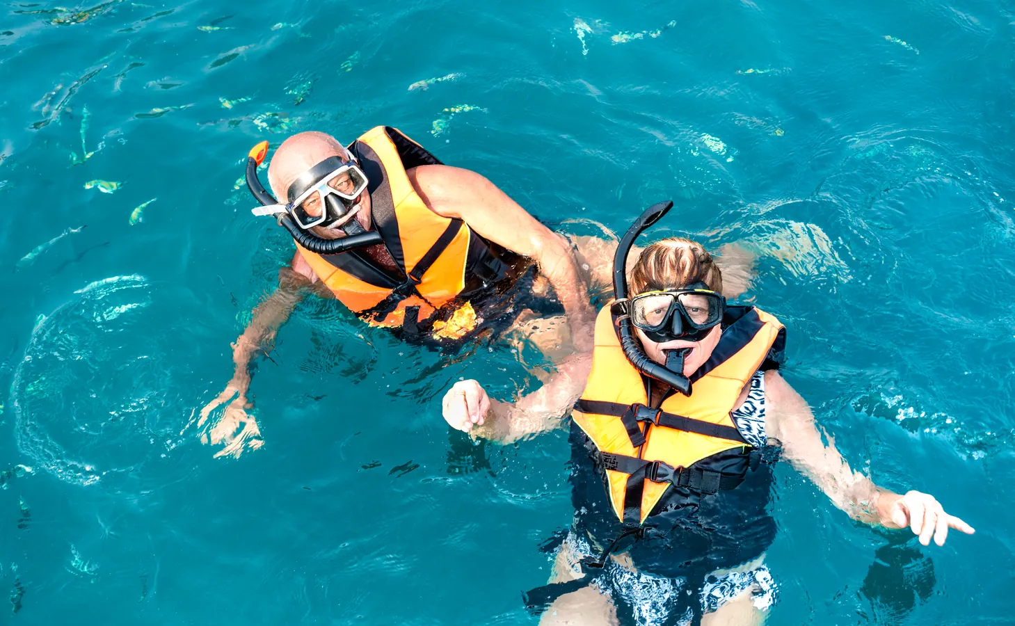 A couple snorkeling